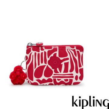 Kipling 紅白印花三夾層配件包-CREATIVITY S