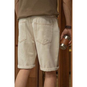 唔刃工裝阿美咔嘰純棉白胚棉仔殼丹寧牛仔褲五分褲寬松直筒中褲夏