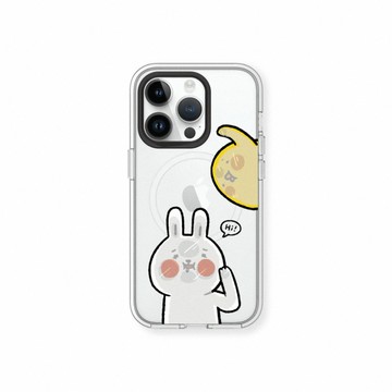 RHINOSHIELD iPhone 16/Plus/Pro/Max Clear MagSafe兼容 透明防摔磁吸手機殼｜相機鍵按鈕版｜懶散兔與啾先生-貼玻璃