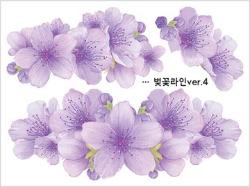 櫻花花束線條 3款 (blackraccoon) 復古拼貼設計紙