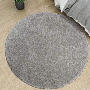 比利時 頂級奢華長毛圓形地毯 97銀灰 130cm