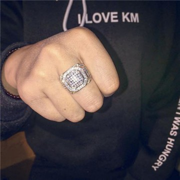 街頭Hip-hop滿鉆鈦鋼嘻哈戒指男潮流指環時尚說唱街舞歐美戒子