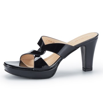 ORIN 真皮曲線設計高跟涼拖鞋 黑色 #24320