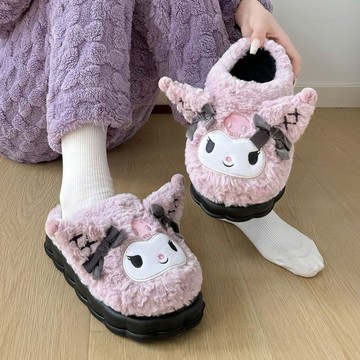 庫洛米拖鞋🎀 庫洛米冬季棉拖鞋女款室內居家保暖棉鞋加絨加厚底防滑毛毛拖鞋女
