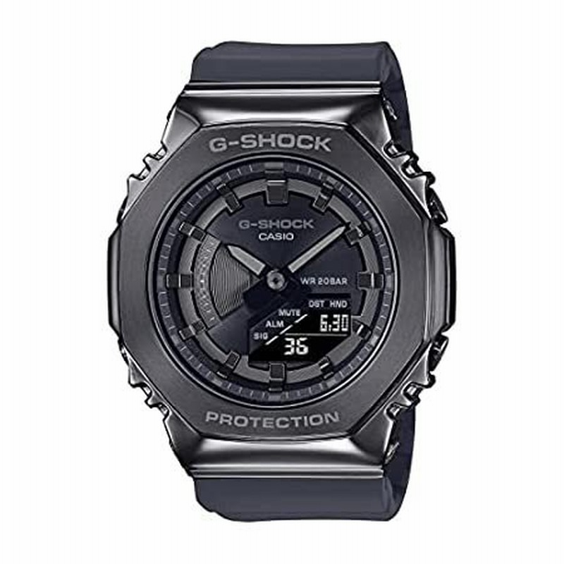 Ladies Casio G Shock Metal Covered Octagonal Black Resin Band