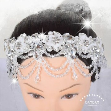 公主優雅百搭新娘秘書.結婚晚宴.頭飾.髮飾.鑽飾(綁帶式)PNS3-0059(珍珠水晶鑽網紗) [46656]