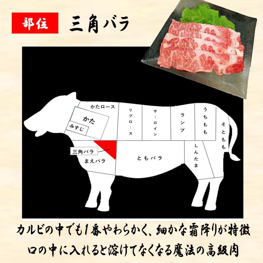 黒毛和牛 和牛 牛肉 肉 A4 A5 ランク 三角バラ スライス 400g 母の日 プレゼント ギフト 孫 写真 誕生日 御中元 すき焼き しゃぶしゃぶ 焼肉 高級 3〜4人前