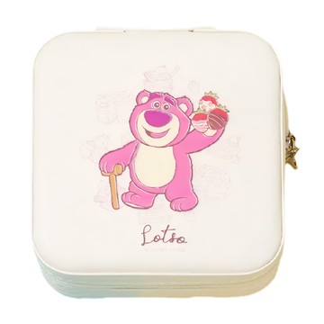 TOY STORY 玩具總動員 甜蜜夢境系列拉鍊飾品盒 - 熊抱草莓 10*10CM  熊抱草莓 米色 + 粉色  1個