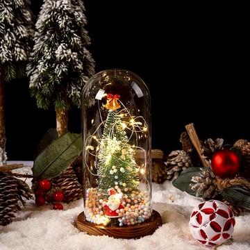 🎁交換禮物首選🎁【CW 可營生活選物】精美禮盒裝 玻璃罩聖誕發光小樹擺飾｜/交換禮物/夜燈/聖誕樹/LED/裝飾｜聖誕節｜射手座生日快樂｜生日禮物｜送禮｜禮盒