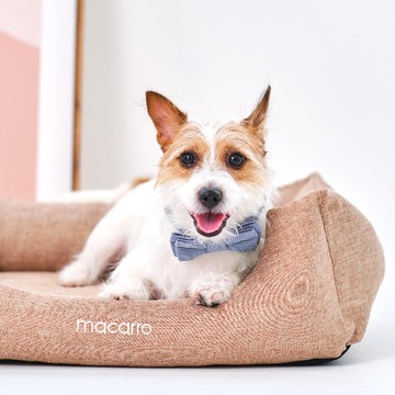 macarro 寵物乳膠床 棉麻布 S號 - Denim 丹寧藍