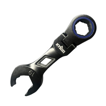 麒麟工具KYRIN 120齒快速短型搖頭棘輪梅開板手-19mm  1個