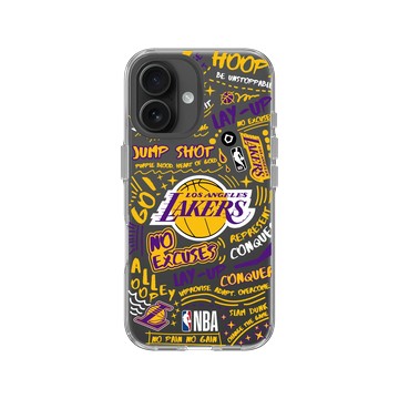 iPhone 16 Clear 透明 - NBA - 塗鴉系列-洛杉磯湖人 L.A. Lakers - Graffiti