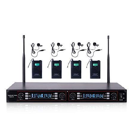 Sound Town 200-Channel Rack Mountable Professional Adjustable UHF Wireless Microphone System with Metal Receiver, Lavalier Mics, Bodypack Transmit