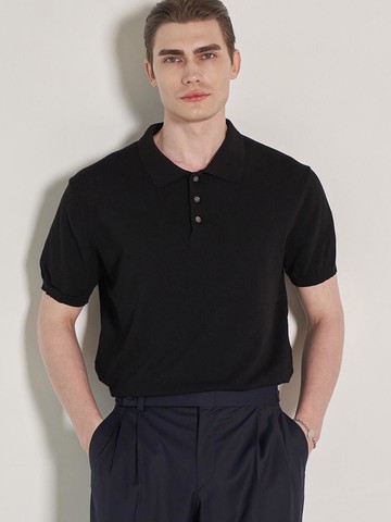 Washable Button Collar Knit Sweater (ALCKT010) [black]