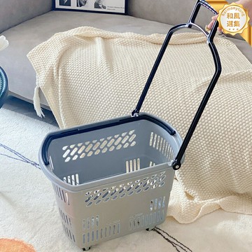 【加厚帶滑輪】購物籃 超市購物籃 買菜籃 購物筐 零食籃 拉桿籃 手提籃 可摺疊收納 萬向輪設計 超市便利店家用