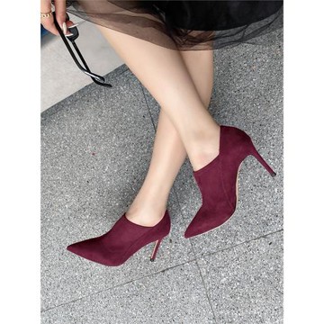 2025春秋新款黑色 尖頭高跟鞋細跟彈力靴深口 加絨氣質女踝靴灰色