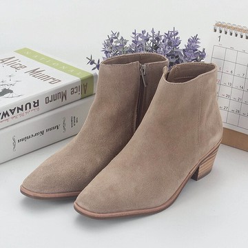 百品牌秋冬新款專柜撤柜女鞋淺灰色時尚歐美范百搭拉鏈裸靴 79089