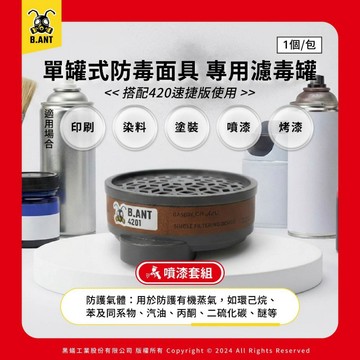 B.ANT 防毒面具濾毒罐 單罐式 過濾盒 濾毒盒 4201 單罐式濾毒罐區 適用BA420面罩