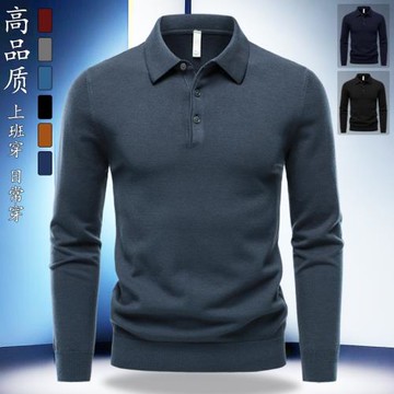 (免運)2025新款秋冬季polo衫男士長袖針織衫羊毛衫毛衣商務休閑翻領T恤