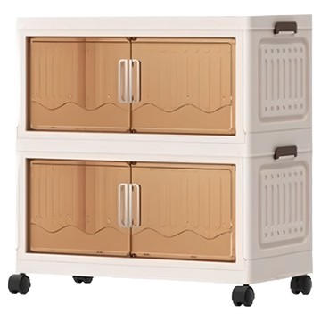 雙開門磁吸折疊收納櫃/衣物收納箱 二層  透明色  57 x 29.5 x 51.5cm  1個