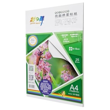 COLOR DANCE 彩之舞 亮面噴墨貼紙 適用於廣告看板、產品貼紙、文件標示、寫真照片貼紙  A4(297 x 210mm x 厚度0.12mm)  25張