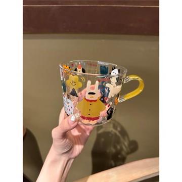 ins風夏日高顏值玻璃杯 高硼硅耐熱高顏值家用水杯果汁杯牛奶杯子