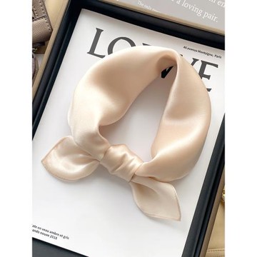 真絲桑蠶絲純色小方巾絲巾女百搭春秋款洋氣時尚圍巾搭配西裝襯衫