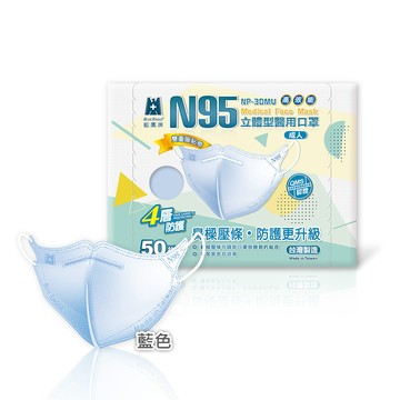 【醫碩科技】藍鷹牌 N95醫用立體型成人口罩-壓條款 多色可選