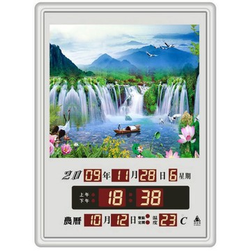 電子鐘/電子日曆/圖像型系列-湖光山色(FB-3040A-HK)【大巨光】