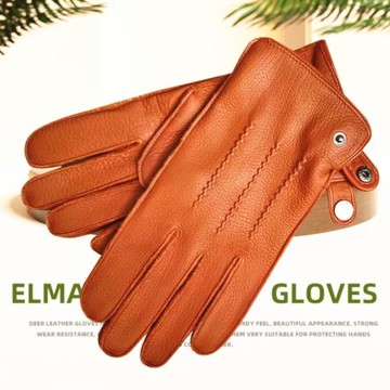 ELMA真皮男士手套進口鹿皮羊絨里春秋保暖手套駕駛開車手套EM012