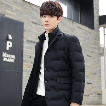 [米蘭精品] 西裝外套休閒西服-保暖時尚羽絨西服男外套2色74ie28