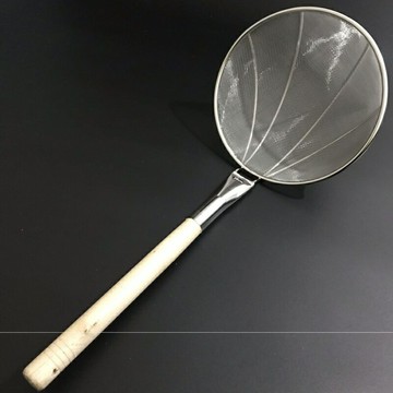 新款不銹鋼0.2密篩子 漏勺煮面撈面加長木柄廚師用品飯店酒店食堂