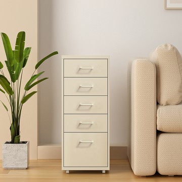 《C&B》鋼鐵斯特附輪五抽屜櫃(五色可選)奶油白