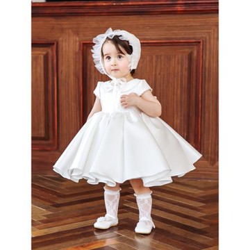白色高定女童周歲禮服女寶寶嬰兒抓周兒童主持人蓬蓬紗公主裙花童