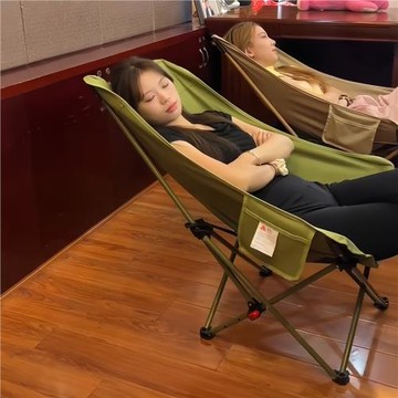 辦公室午睡躺椅便攜午休折疊床單人工位簡單輕便休閑辦公月亮椅子
