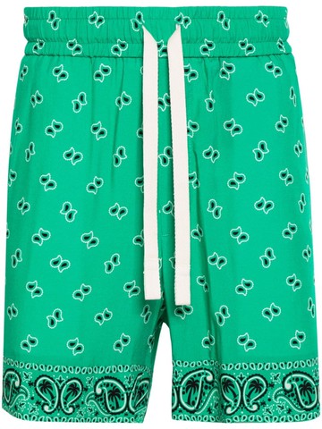 Palm Angels - paisley-print deck shorts - men - Cotton/Viscose - 52 - Green