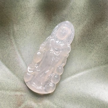 冰種翡翠觀音菩薩 | 天然緬甸玉翡翠A貨 | 送禮