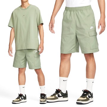 Nike Club Cargo Short 男 綠 工裝 機能 復古 LOGO 休閒 短褲 FB1247-386