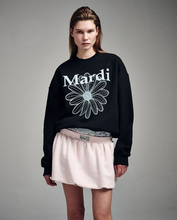 MARDI MERCREDI 印花大學TEE 黑色 經典小雛菊 純棉 SWEATSHIRT FLOWERMARDI