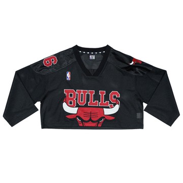 NBA 女款 網布 隊伍 短版 冰球衣 五分袖上衣 公牛隊