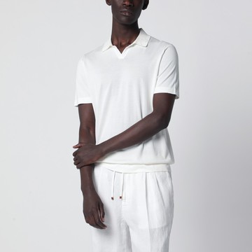 Milk-white cotton knit polo