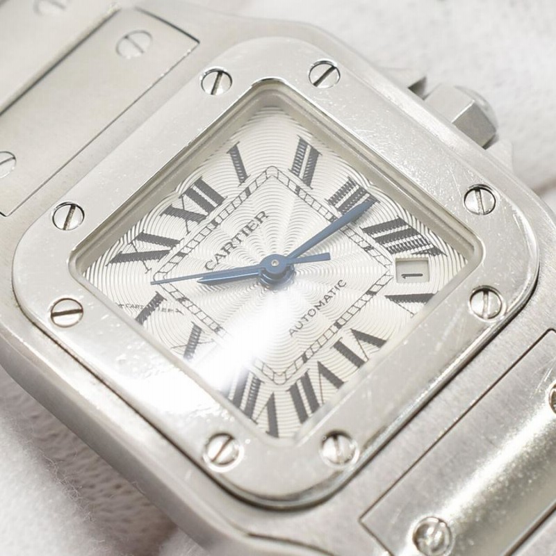 カルティエ CARTIER サントスガルベSM シルバーギョーシェ文字盤  