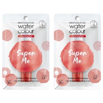 MENTHOLATUM 曼秀雷敦 水彩潤唇膏 10種天然植物萃取 絲滑柔順的自然唇色  01 閃耀紅  2支  3g