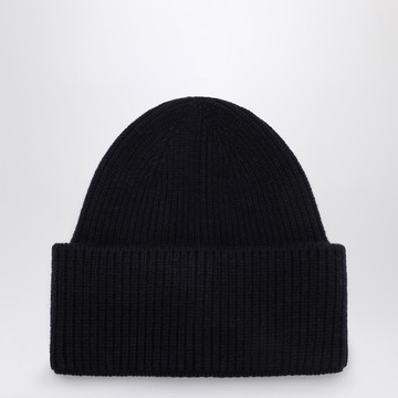 Navy blue wool and cashmere beanie
