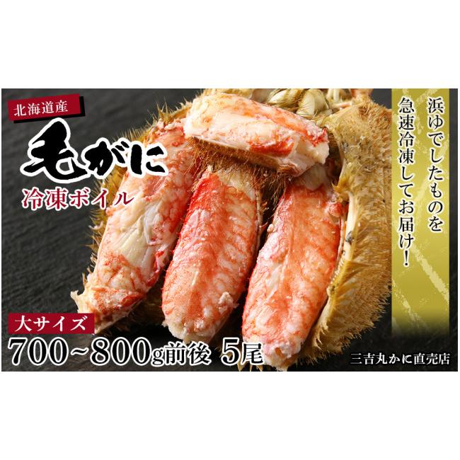 ふるさと納税 北海道 白老町 北海道産 冷凍ボイル毛ガニ (700g-800g前後) 5尾