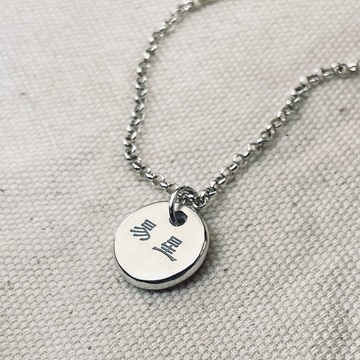 純銀 圓形  吊牌 項鍊 可客製 中文 姓名 S432