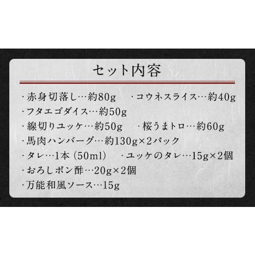 ふるさと納税 熊本県 益城町 6種 馬肉 バラエティ 約540g タレ付き 馬刺し 食べ比べ