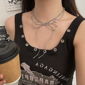 【台灣公司 可打統編】免運 流絲蝴蝶結清冷感不規則鎖骨鏈choker甜酷女辣妹小眾簡約頸鏈女款 可開發票 全館五折 工廠現貨直銷 新品特價 z9211