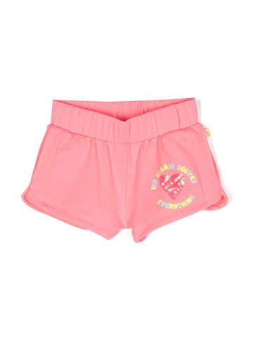 Billieblush - sequinned heart-motif shorts - kids - Cotton/Polyester/Elastane/Polyester - 2 - Pink