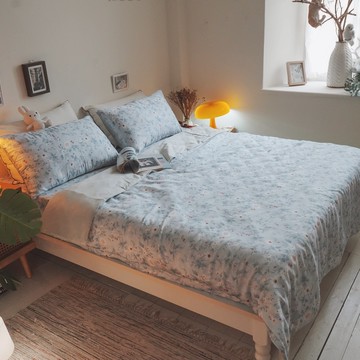 棉床本舖 藍色彼岸花 100%天絲™/60s床包/兩用被組 台灣製TENCEL™Lyocel 質感藍花